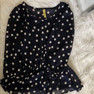 Francesca’s Sheer Polka dot blouse
